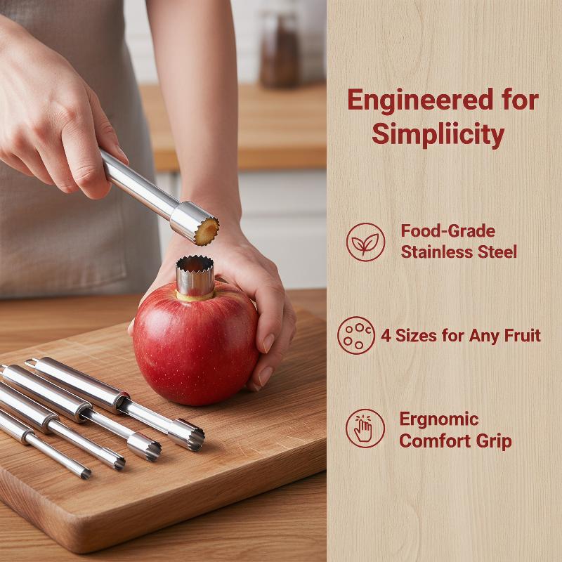 Kitchen Gadgets Kitchen - 4-teiliges Obstentkerner-Set aus Edelstahl – Küchenhelfer