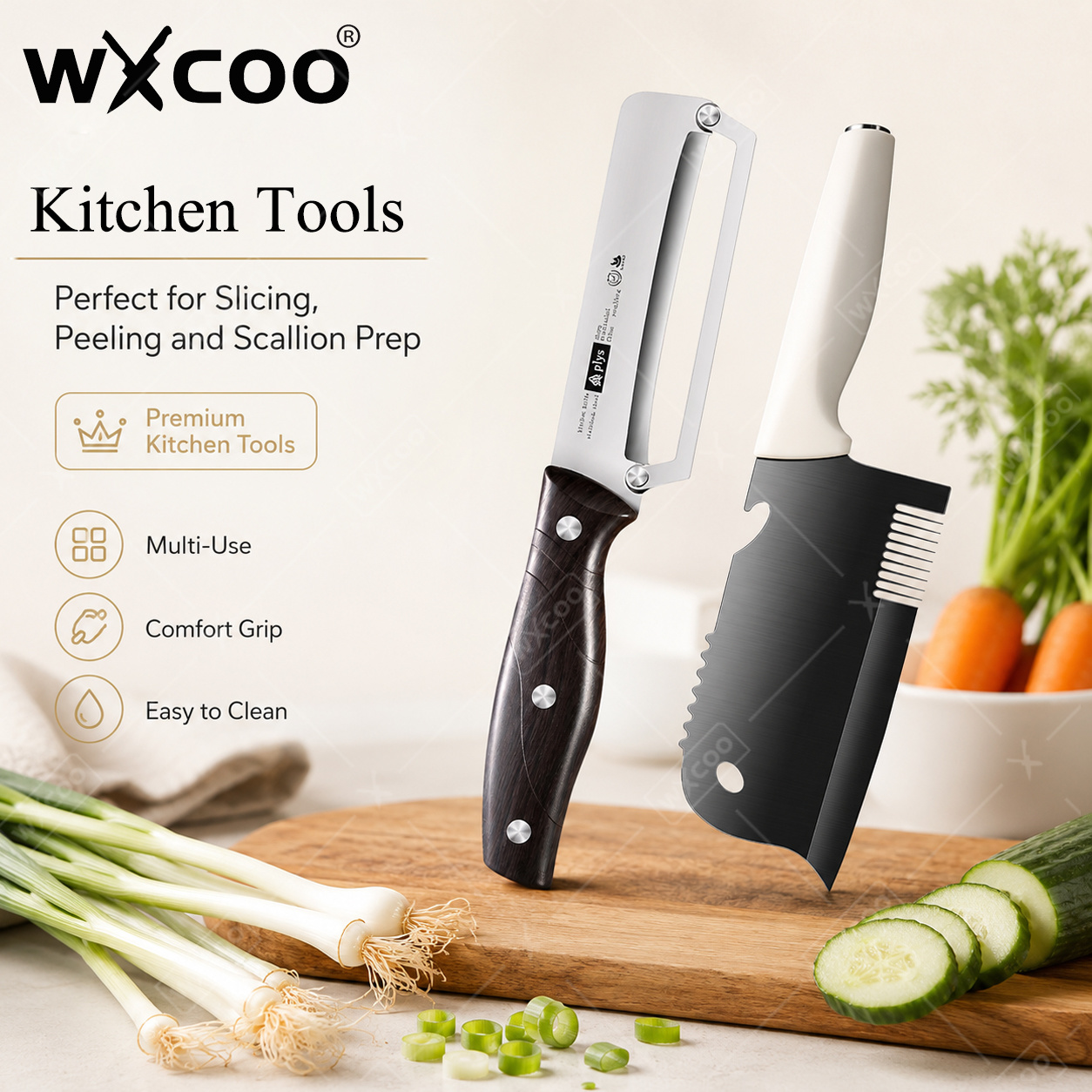 Kitchen Gadgets For Arthritic Hands - WXCOO Edelstahl-Schallionschneider und -Schäler, Handabstreifer, Professionelles