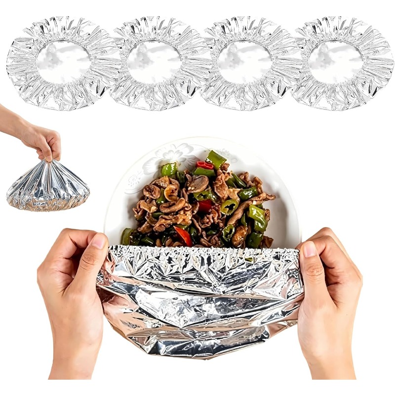 Kitchen Gadgets Under $10 - 10-50 Stück Wiederverwendbare Aluminiumfolien-Schüsselabdeckungen Kühlschrank-Frischhalte-Deckel Wärmeerhaltung